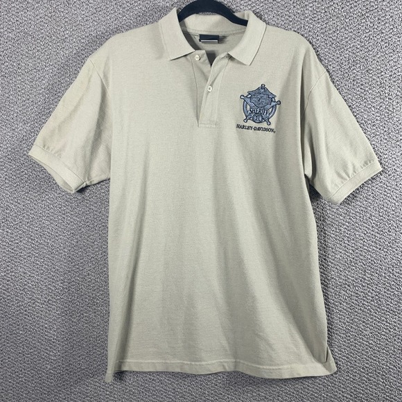 Harley Davidson Other - Harley Davidson Mens Polo Shirt Size Large Tan‎ Short Sleeve Biker Motorcycle